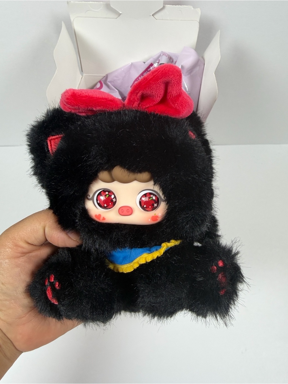 MIGO Fairy Tales Black Cat Plush Doll Collectible Red Bow in Box